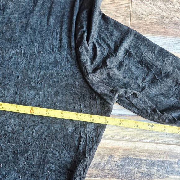 Vintage Spencer Alexis USA Slinky Beaded Asymmetrical Hem Top Long Sleeve Black - Picture 13 of 14